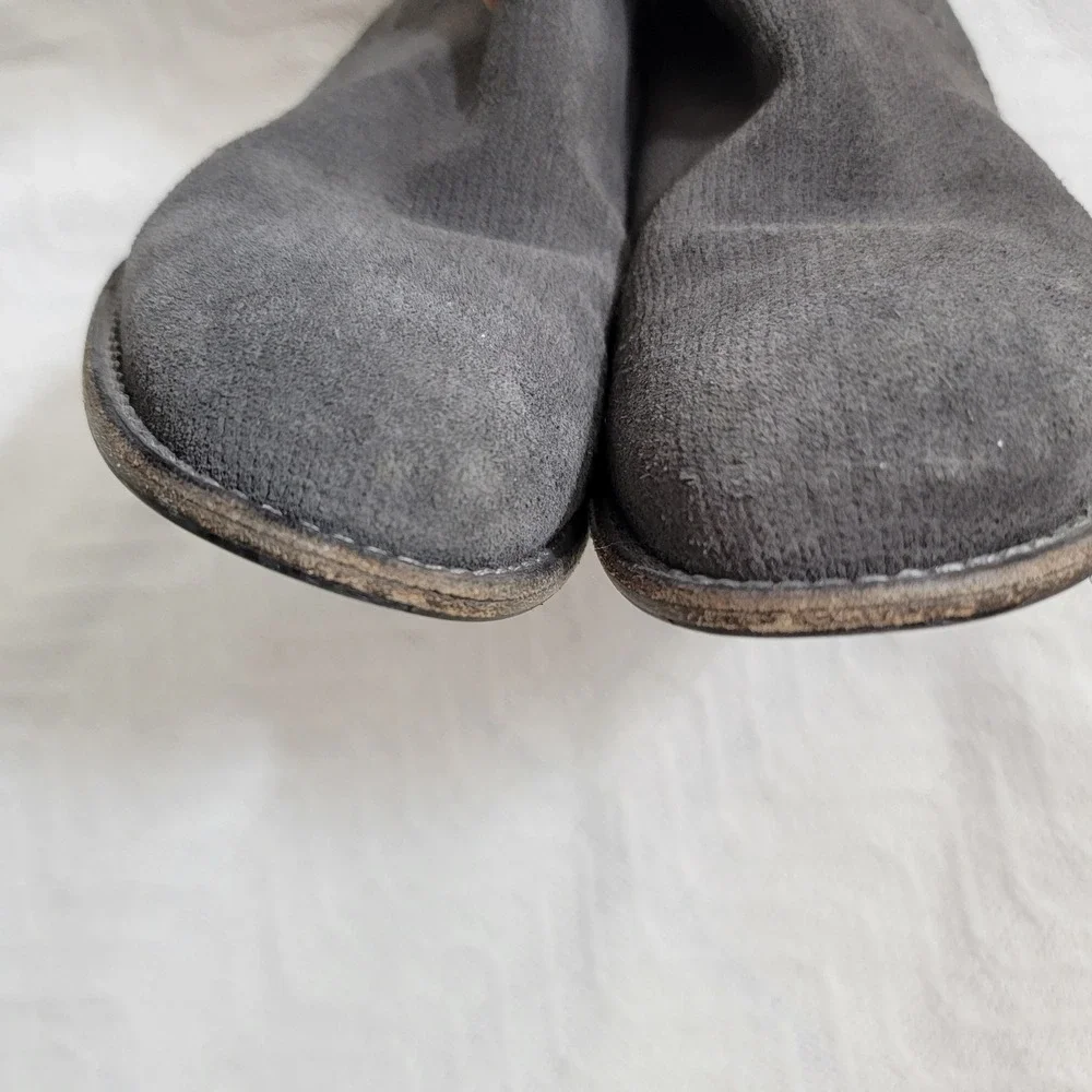Aquatalia Womens Gray Suede Textured Ankle Boots Block Heel Made in Italy Size 9
